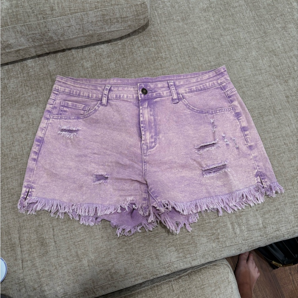 Iuamia Lavender Denim Cutoff Shorts – Size Large